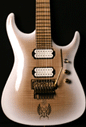 Custom 7-string guitar, Scalloped Frets, White Sunburst, gold hardware and parts, unique body shape
