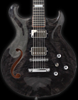 Hollow Mahogany body with quilted Maple carved top guitar, f-hole, 2 humbuckers, Trans coal finish. Basone Phoenix model